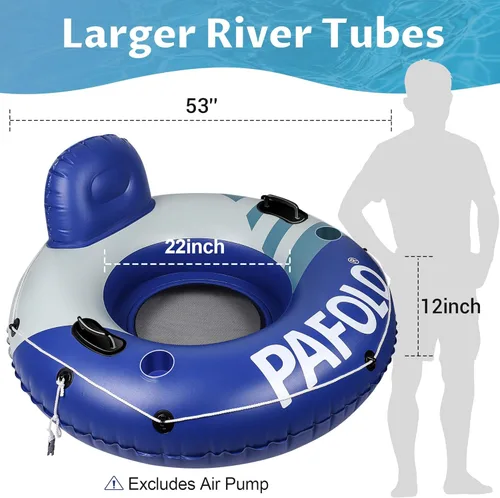 Miniatura 2 de River Tubes for Floating Heavy Duty, Pool Float Adult, 53" Inflatable Float Tube for Beach Lake Rafting, River Floats with Mesh Bottom Púrpura
