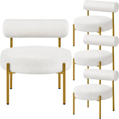 Miniatura 14 de Yaheetech Silla de tocador moderna acolchada con patas doradas para dormitorio, sala de maquillaje, oficina en casa, negro