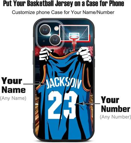 Miniatura 2 de Nombre y número personalizados de bricolaje – Camiseta de baloncesto de Oklahoma City – Funda de silicona líquida para iPhone 17 Air 16 15 Pro Max