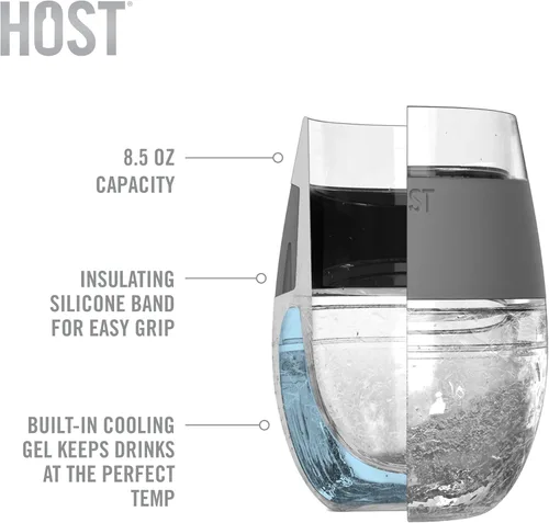Miniatura 6 de Host Set de 2 Tazas para Vino Congelables - Tazas de Plástico de Doble Pared Aisladas para Enfriar Vino con Gel Congelante, Vasos de Vino para Vino