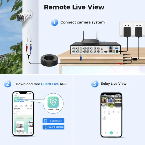 Miniatura 7 de Hiseeu Sistema de cámara de seguridad para exteriores con cable 3K con audio, luz dual inteligente, DVR de vigilancia de 5 MP 8 canales, cámaras