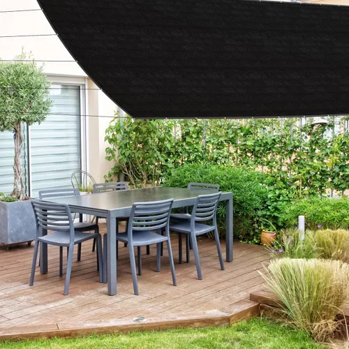 Miniatura 6 de SPORTYOUTH Tela de sombra, 70% negro, cubierta de protección solar para patio, lona de malla de 10 x 50 pies con ojales, resistente a los rayos UV