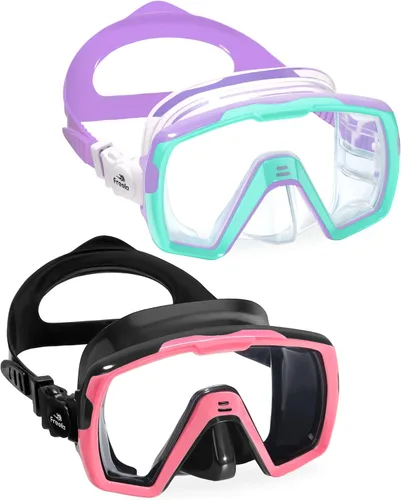 Miniatura 9 de Freela Gafas de natación para niños con cubierta de nariz para 6 a 16 años, paquete de 2 máscaras de natación de visión amplia, antiniebla, sin