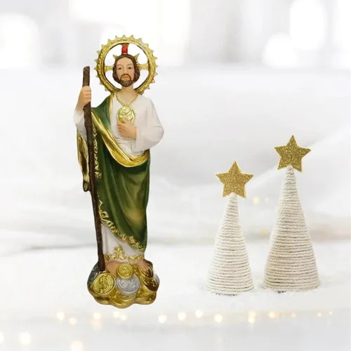 Miniatura 4 de Estatua de San Judas Tadeo, 8 pulgadas, estatua de San Judas, monedas, dinero, resina, figura religiosa 7.9 in (7.9 in)
