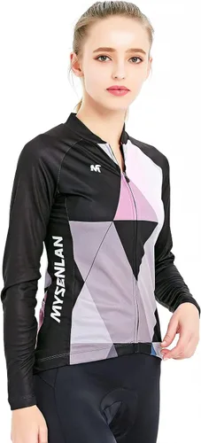 Miniatura 23 de Mysenlan - Conjunto de camiseta de manga larga transpirable para mujer, pantalones largos acolchados 3D, camisa de bicicleta, ropa de ciclismo