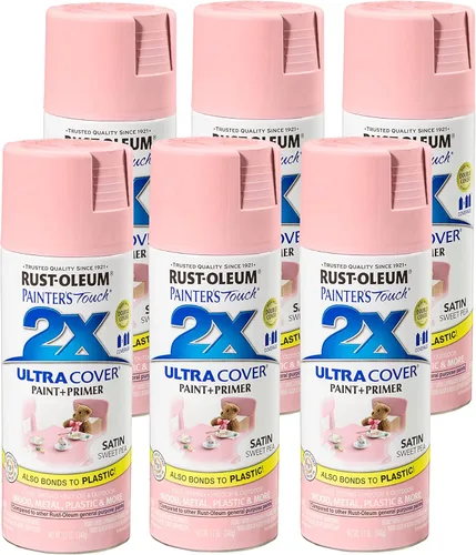 Rust-Oleum Painter's Touch 2X Ultra Cover 249063 - Pintura en aerosol, 12 onzas, color guisante satinado, paquete de 6 unidades Guisante dulce