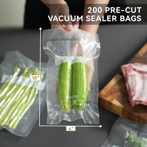 Miniatura 8 de Bolsas selladoras al vacío Wevac de 6" x 10" precortadas, 200 unidades, incluye 5 bolsas de bloqueo de líquidos y 5 piezas de protección ósea