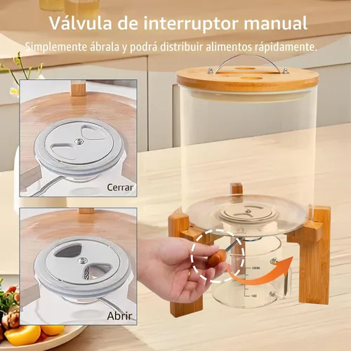 Miniatura 4 de Dispensador de arroz, contenedor de almacenamiento de arroz, contenedor de harina y cereales para organización de cocina y despensa, dispensador