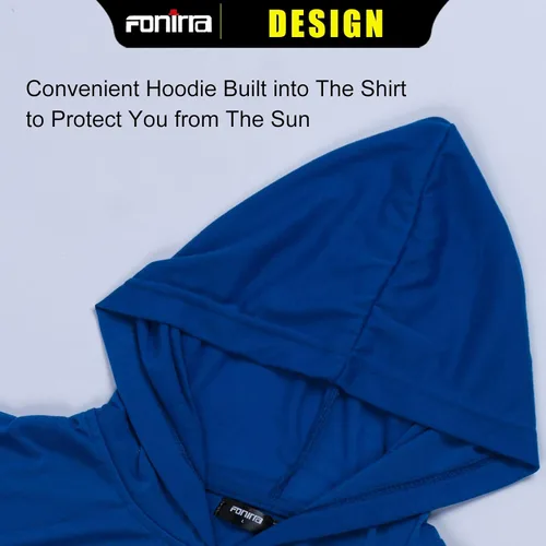 Miniatura 4 de FONIRRA Camiseta de manga larga de alta visibilidad para hombre, paquete de 3 camisas de trabajo de construcción con capucha Azul_3 piezas