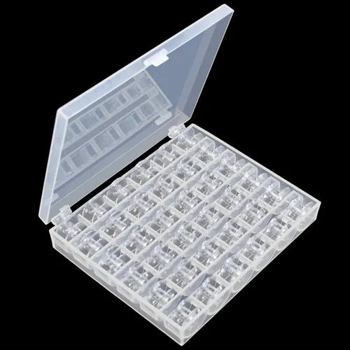 36 bobinas de plástico transparente para máquina de coser con estuche para Janome Brother Singer Babylock, máquina de coser clase 15, bobinas con