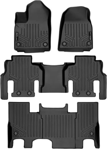 SMARTLINER Juego de alfombrillas de 3 filas de ajuste personalizado para todo tipo de clima, compatible con Jeep Grand Wagoneer 2022-2025