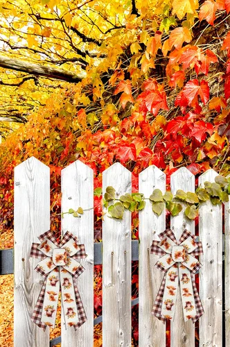 Miniatura 4 de Estivaux 2 rollos de cintas de ganado alpino para manualidades, cinta de otoño con borde con alambre, cinta natural a cuadros de búfalo para otoño