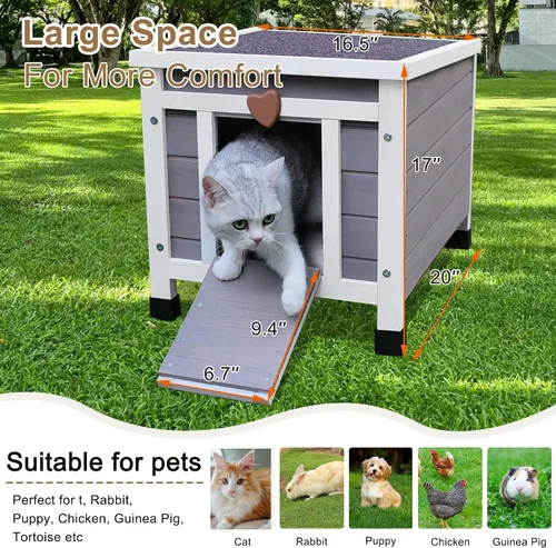 Miniatura 8 de Casa para gatos resistente a la intemperie para gatos al aire libre en invierno, refugio para gatos al aire libre 100% aislado en todo el perímetro