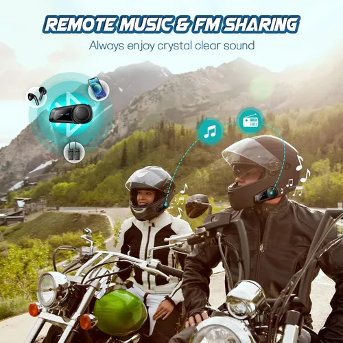 Miniatura 4 de MAXTO Auriculares Bluetooth M2 para motocicleta, casco de motocicleta Bluetooth 5.0, 6 vías 3280 pies, sistema de comunicación de intercomunicación