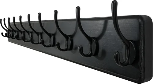 Miniatura 13 de WEBI Perchero de Abrigo Montado en Pared, Ganchos de Abrigo Montados en Pared, 16" de Agujero a Agujero, Colgador de Abrigo de Pared, Riel de Madera
