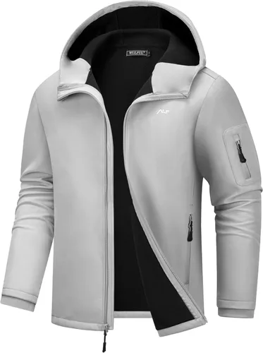 Miniatura 12 de WULFUL Chaqueta ligera Softshell para hombre, con forro polar, rompevientos, impermeable, suave, para senderismo al aire libre