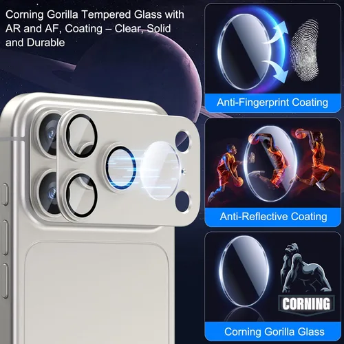 Miniatura 2 de Esanik - Actualización de 2 paquetes para iPhone 17 Pro, protector de lente de cámara, cubierta de pantalla de cámara de vidrio templado con estuche