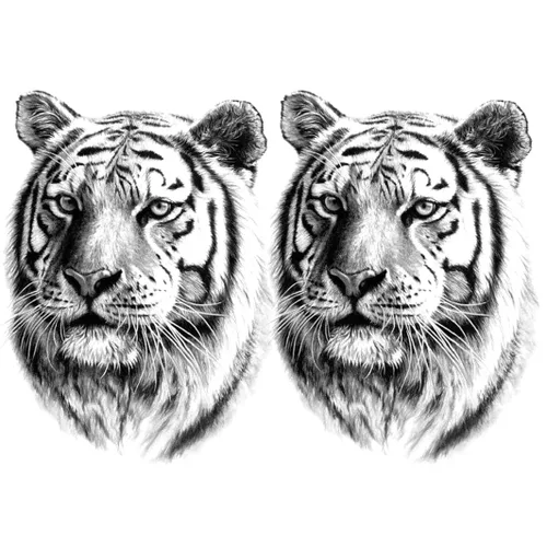 2 hojas de tatuajes temporales realistas de tigre para adultos, cabeza de tigre, calcomanías falsas de tatuaje, arte corporal impermeable de larga