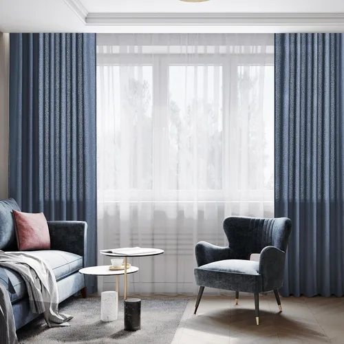Miniatura 7 de Cortinas con pestaña trasera de 84 pulgadas de largo, mezcla de lino, juego de 2 paneles, cortinas azul oscuro extra anchas para patio, pasillo
