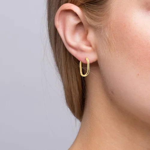 Miniatura 9 de 1 Inch Chunky Oval Hoop Huggie Earrings Sterling Silver Earrings for Women