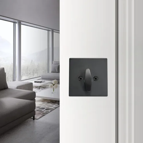 Miniatura 8 de Cerradura cuadrada de un solo cilindro moderno con llaves, cerrojo negro mate para entrada de puerta delantera, cerradura de seguridad de puerta