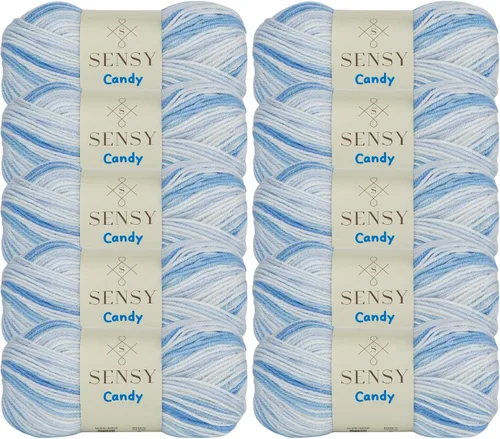 Miniatura 18 de Sensy Candy Yarn - Hilo de 5 madejas, 3.5 onzas, 251 yardas, multicolor para ganchillo y tejido, calibre ligero 3