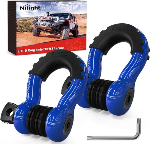 Miniatura 40 de Nilight - 2 grilletes en forma de anilla en D de 3/4 pulgadas con tornillo pasador de 7/8 pulgadas, 41 887 libras, resistentes a la rotura