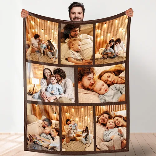 Miniatura 12 de Manta de fotos personalizada para bodas, parejas, fotos para familiares, amigos, regalos personalizados de Navidad y cumpleaños, fabricada