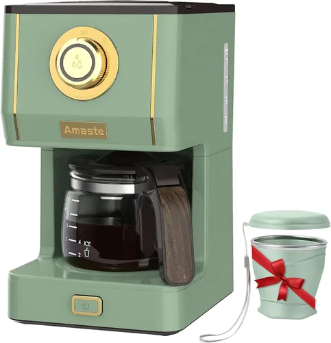 Miniatura 11 de Amaste Cafetera, Máquina de Café de Goteo Estilo Retro de 25 Oz con Jarra de Café de Vidrio con Filtro de Café Reutilizable y Tres Modos