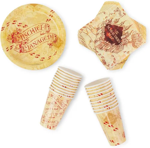 Miniatura 2 de Silver Buffalo Harry Potter Mischief Managed - Paquete de 60 platos de papel desechables, servilletas y tazas para fiestas Harry Potter Mischief