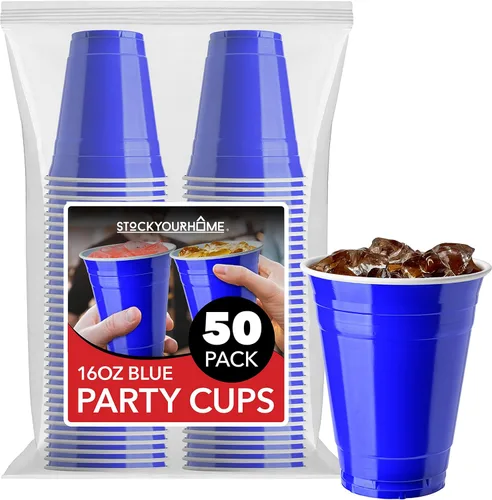 Miniatura 11 de Stock Your Home Vasos de plástico negros desechables, 16 onzas (100 unidades) resistentes, paquete de vasos grandes para fiesta, paquete a granel