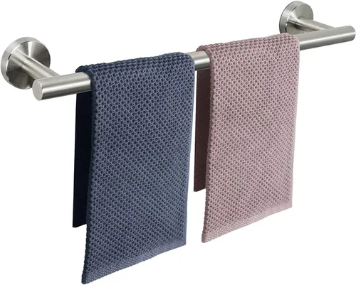 Miniatura 19 de NearMoon - Barra para toallas de baño, soporte de toalla de ducha de acero inoxidable grueso para baño, montado en la pared, longitud total de 12