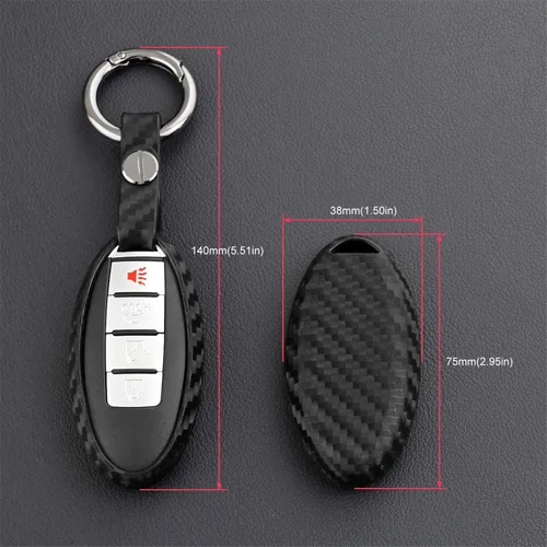 Miniatura 6 de Funda para Llavero de Silicona Suave con Textura de Fibra de Carbono para Nissan 370Z Altima Armada Frontier GT-R Leaf Maxima Murano Pathfinder