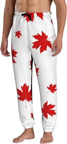 Miniatura 2 de ultaro Mens Joggers Sweatpants Red Maple Leaf Casual Pants Sports Jogging Trousers with Drawstring