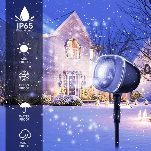 Miniatura 2 de Proyector de luz de nieve de Navidad, luces de proyector de vacaciones con control remoto, luces giratorias de caída de nieve, iluminación