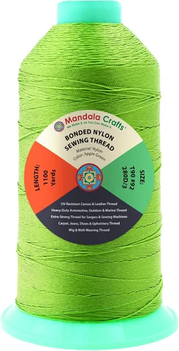 Miniatura 320 de Mandala Crafts - Hilo de nailon para coser cuero, tapicería, mezclilla y para trenzar el pelo; resistente, 1500 yardas, tamaño 69 T70 Marrón