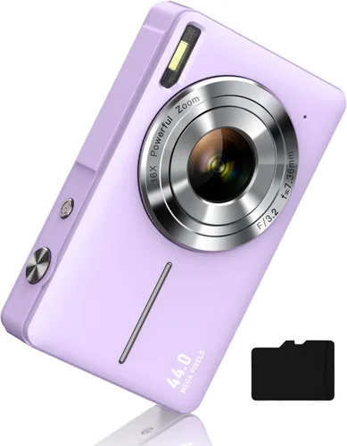 Miniatura 6 de Cámara digital, FHD 1080P Cámara digital de apuntar y disparar con zoom de 16X antivibración, tarjeta de 32 GB, cámara pequeña compacta para niños