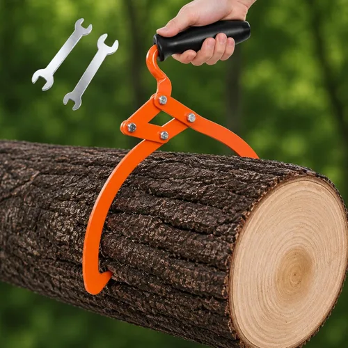 Blulu 1 Pcs 16 Inch 2 Claw Log Tongs Logging Skidding Tongs with Non Slip Grip Stainless Steel Hand Log Grapple Lifter Handling, Dragging, Carrying
