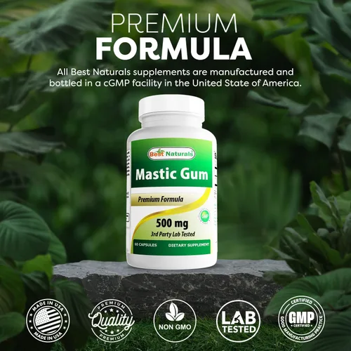 Miniatura 5 de Best Naturals Paquete de 2 cápsulas de masilla de 500 mg – 60 unidades – (sin OGM) (sin gluten) – Promueve la salud saludable del estómago