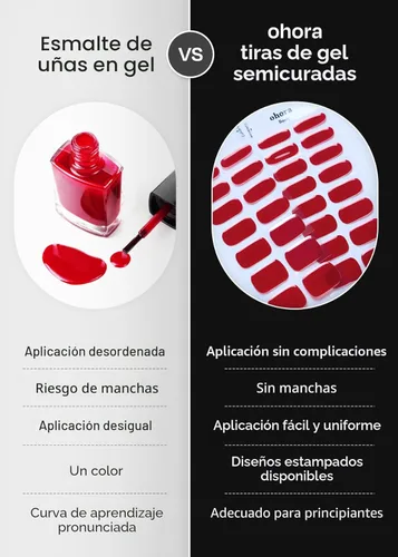 Miniatura 5 de ohora Juego de tiras de uñas de gel semicuradas (N Essential French Starter Kit) incluye lámpara de tamaño completo y mini removedor, calidad de N