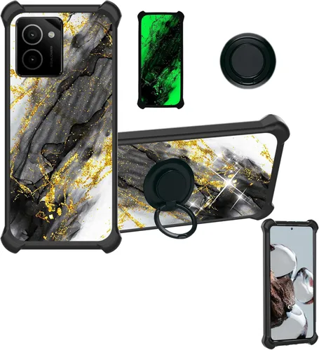 Miniatura 23 de Aroepurt Cricket Ovation 2 - Funda compatible con AT&T Maestro Max (2021) [PC duro + silicona suave] [purpurina dorada + luminosa] JSH-HDL