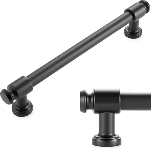 Miniatura 32 de KOOFIZO Tirador de gabinete con parte superior plana y redonda - Manija de tirador de mueble de latón antiguo (30 mm / 1.2 Pulgadas), paquete de 10