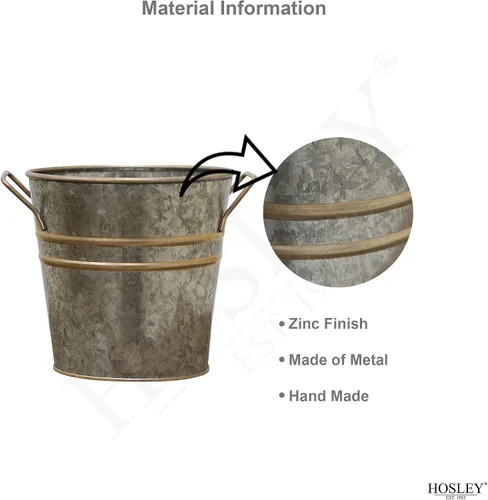 Miniatura 5 de Hosley Juego de 6 jarrones de metal con acabado de zinc, 5 pulgadas de diámetro x 5 pulgadas de alto, regalo ideal para bodas, ocasiones especiales