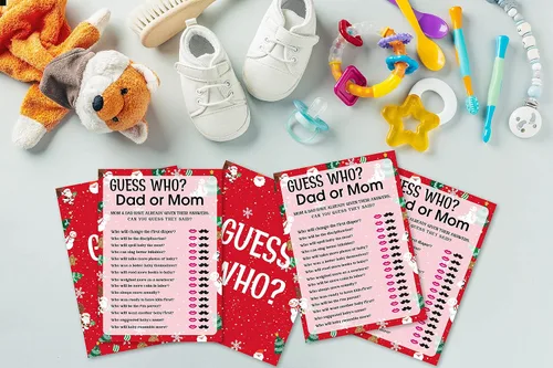 Miniatura 4 de Tarjetas de juego para baby shower, juego de Find Who Dad or Mom, juegos de fiesta de Navidad, juego de 30 (Chris007)