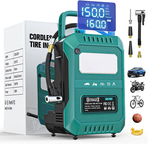 Miniatura 13 de DIYtoolifz Compresor de aire inalámbrico para inflador de neumáticos compatible con batería Milwaukee de 18 V (solo herramienta), bomba de aire