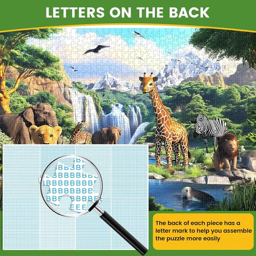 Miniatura 3 de Rompecabezas de 1000 piezas para adultos, rompecabezas de mundo animal, 1000 piezas, leones, elefantes, jirafa, animales, juegos, rompecabezas