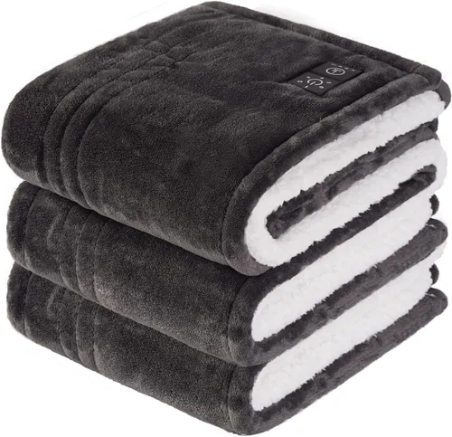 Miniatura 9 de Sealy Manta Térmica Tipo Throw con Controlador de Botón Integrado, Manta Eléctrica Reversible de Franela a Sherpa con 2-10 Horas de Apagado