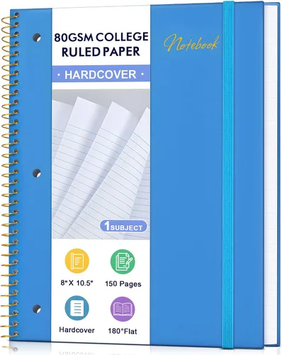 Miniatura 9 de Cuaderno de espiral de papel rayado universitario de 8 x 10-1/2 pulgadas, cuaderno espiral de 1 materia de papel de 80 GSM, páginas perforadas