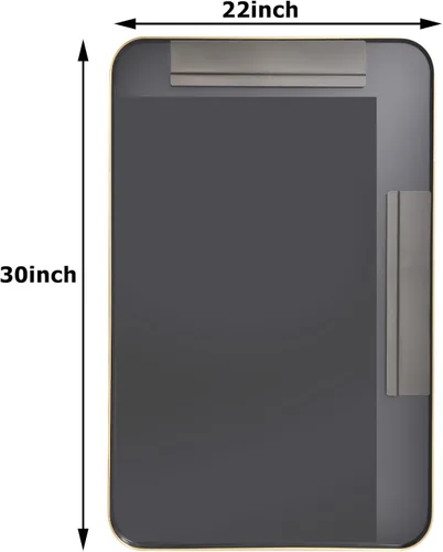 Miniatura 7 de Easly - Espejo de baño dorado de 30 x 22 pulgadas para pared, con marco de aleación de aluminio, espejo rectangular montado en la pared