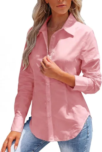 Miniatura 4 de Camisas con botones para mujer, camisa de vestir ajustada sin arrugas, blusa con cuello para trabajo, ropa de oficina, atuendo de otoño